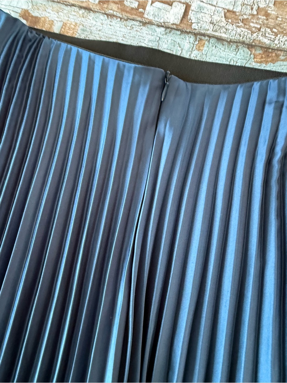 Zara Navy Pleated Midi Skirt Size XS - Picture 5 of 6